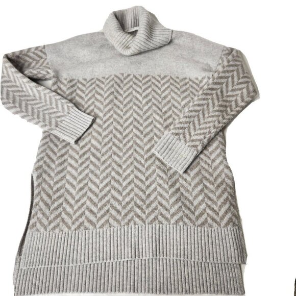 Athleta Women's Size XS Ridgecrest Sweater Chevron Turtleneck Cashmere B… - Picture 6 of 8